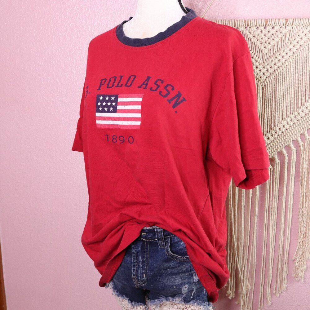 Vintage | U.S. Polo Assn. Flag T Shirt 1990s‎ Large